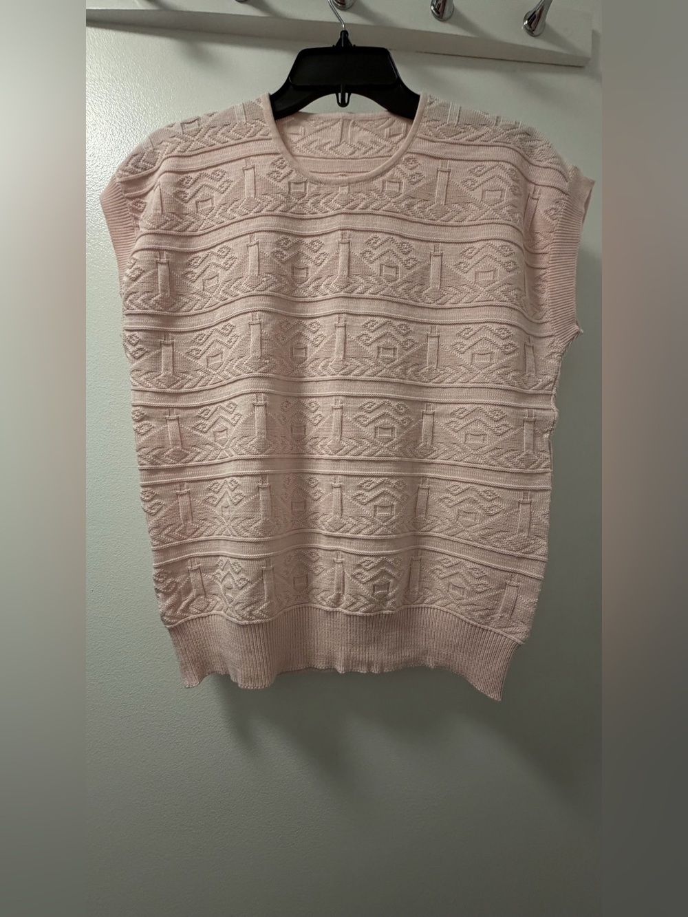Blush Pink Textured Knit Dolman Sleeve Sweater Top Size M